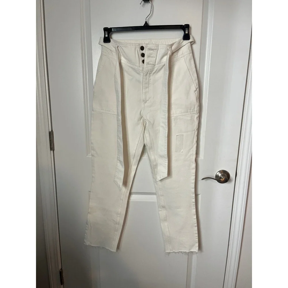 Abercrombie & Fitch White Mom Jean Tie Waist High Rise Button Fly Size 26 2R